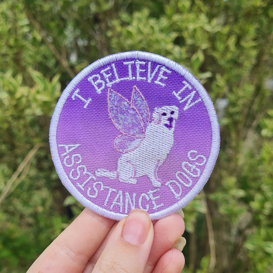 'I Believe In Assistance Dogs' Glittery Peter Pan Themed Solo Patch